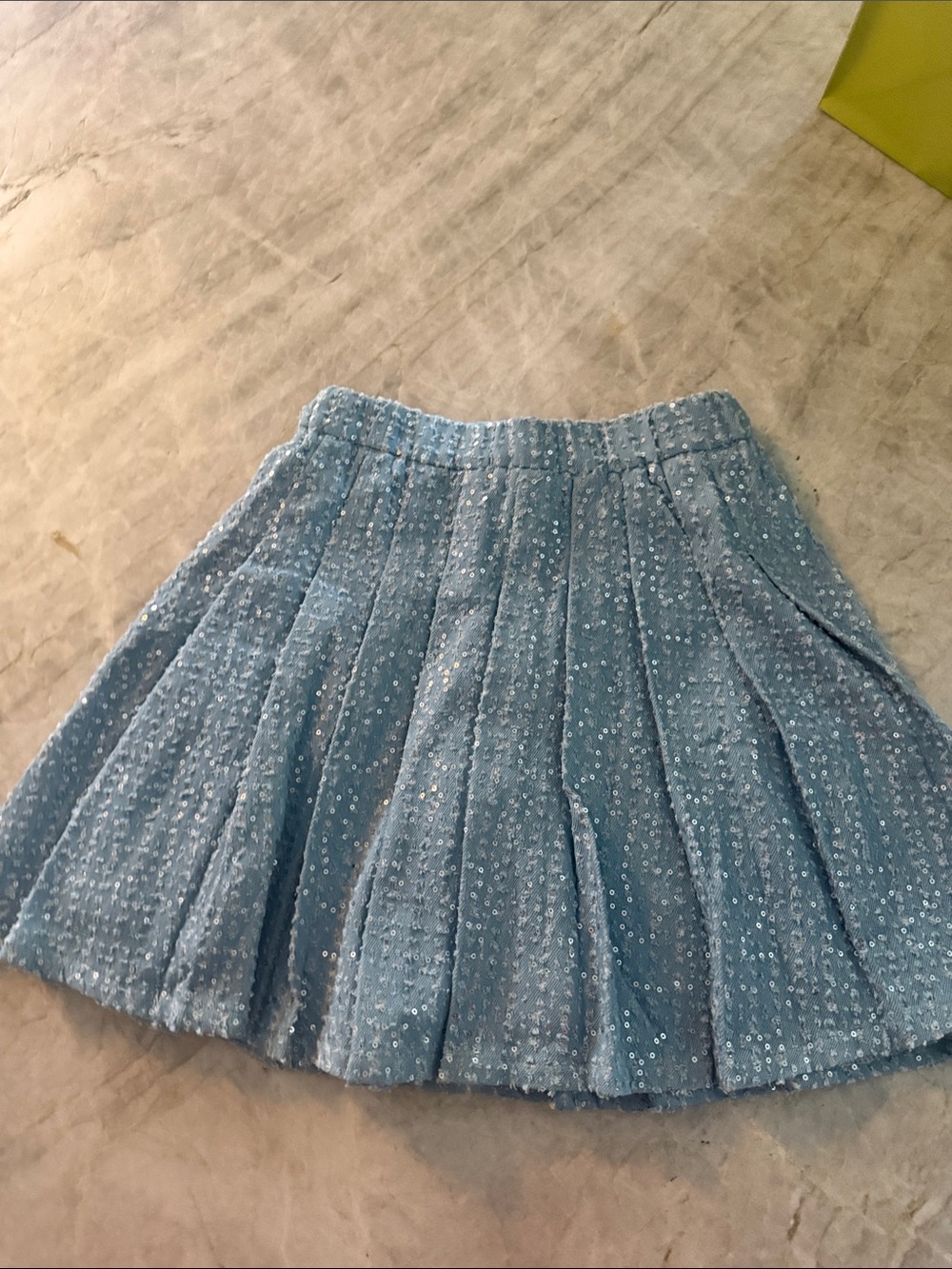 Light Blue Sequin Pleated Skirt